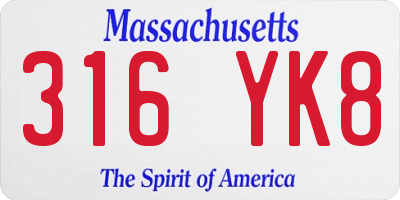 MA license plate 316YK8