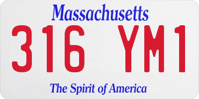 MA license plate 316YM1