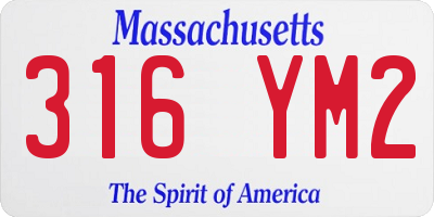 MA license plate 316YM2