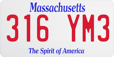 MA license plate 316YM3
