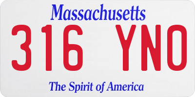 MA license plate 316YN0