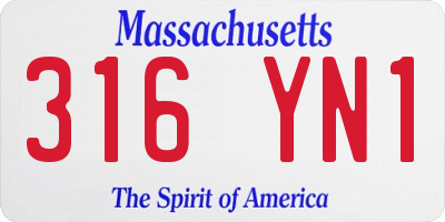 MA license plate 316YN1