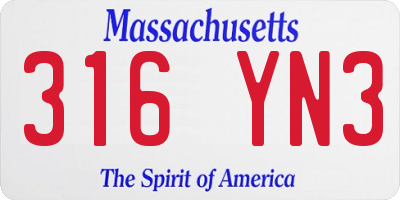 MA license plate 316YN3