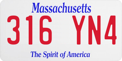 MA license plate 316YN4