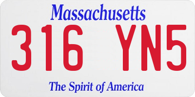 MA license plate 316YN5