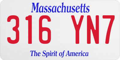 MA license plate 316YN7