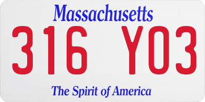 MA license plate 316YO3