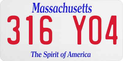 MA license plate 316YO4