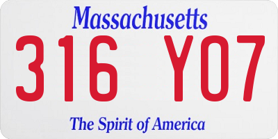 MA license plate 316YO7