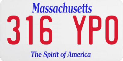 MA license plate 316YP0