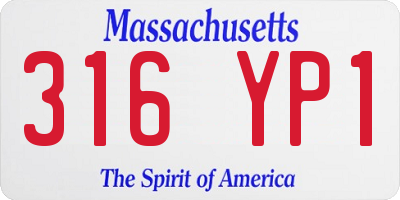 MA license plate 316YP1