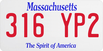 MA license plate 316YP2