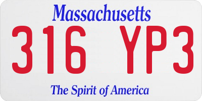 MA license plate 316YP3