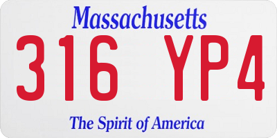 MA license plate 316YP4