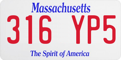 MA license plate 316YP5