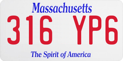MA license plate 316YP6