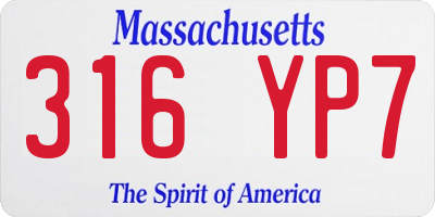 MA license plate 316YP7