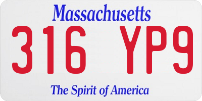 MA license plate 316YP9