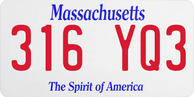 MA license plate 316YQ3
