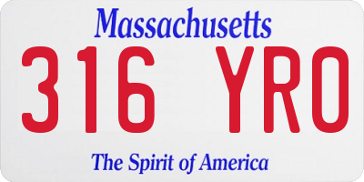 MA license plate 316YR0