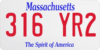 MA license plate 316YR2