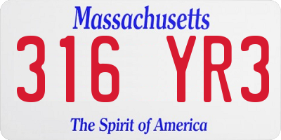 MA license plate 316YR3
