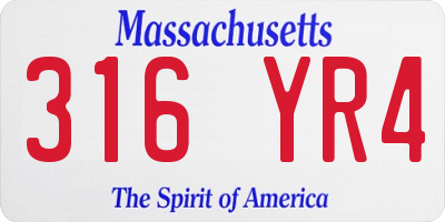 MA license plate 316YR4