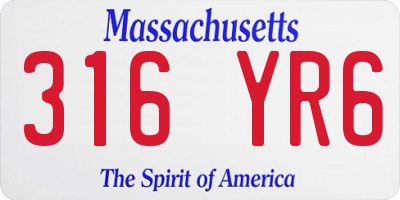 MA license plate 316YR6