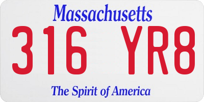 MA license plate 316YR8
