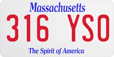 MA license plate 316YS0