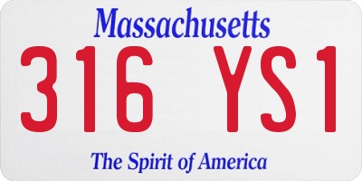 MA license plate 316YS1