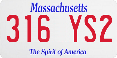 MA license plate 316YS2