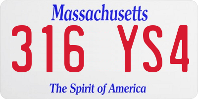 MA license plate 316YS4
