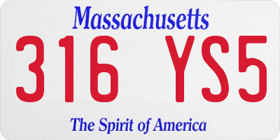 MA license plate 316YS5