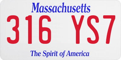 MA license plate 316YS7