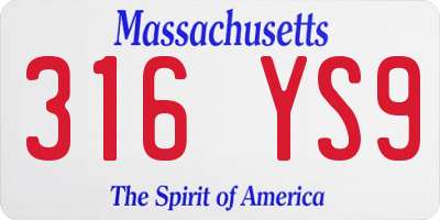 MA license plate 316YS9