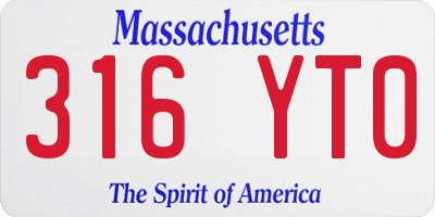 MA license plate 316YT0