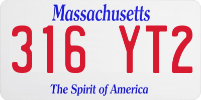 MA license plate 316YT2