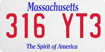 MA license plate 316YT3