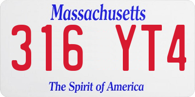 MA license plate 316YT4