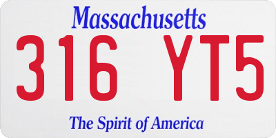 MA license plate 316YT5