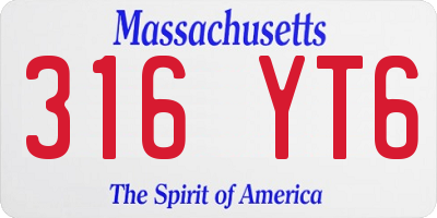 MA license plate 316YT6