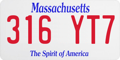 MA license plate 316YT7