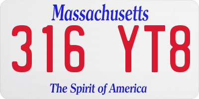 MA license plate 316YT8