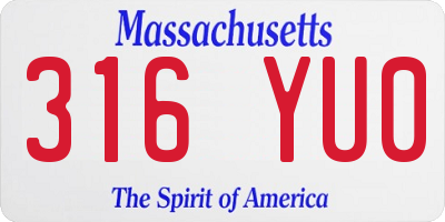 MA license plate 316YU0
