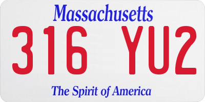 MA license plate 316YU2