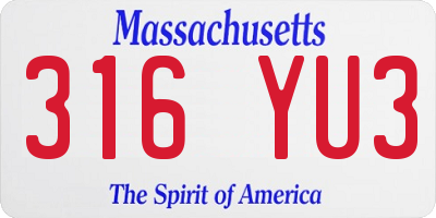 MA license plate 316YU3