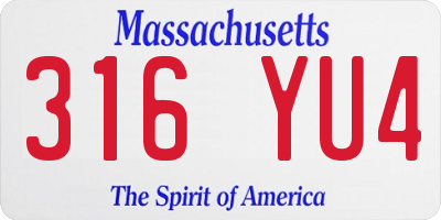 MA license plate 316YU4