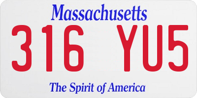 MA license plate 316YU5
