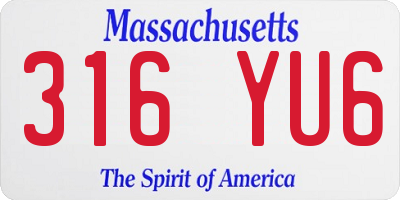 MA license plate 316YU6